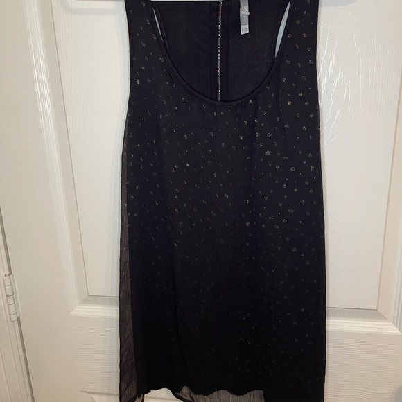 Charlotte Russe Black Sheer Polka Dot Tank Top with Gold Shimmer XS - Picture 3 of 7